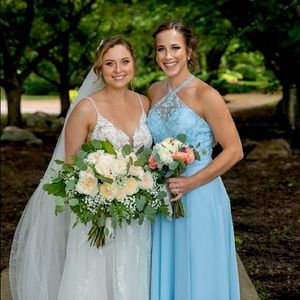 Kennedy Blue long Clara bridesmaid dress in shade Sky - Size 8
